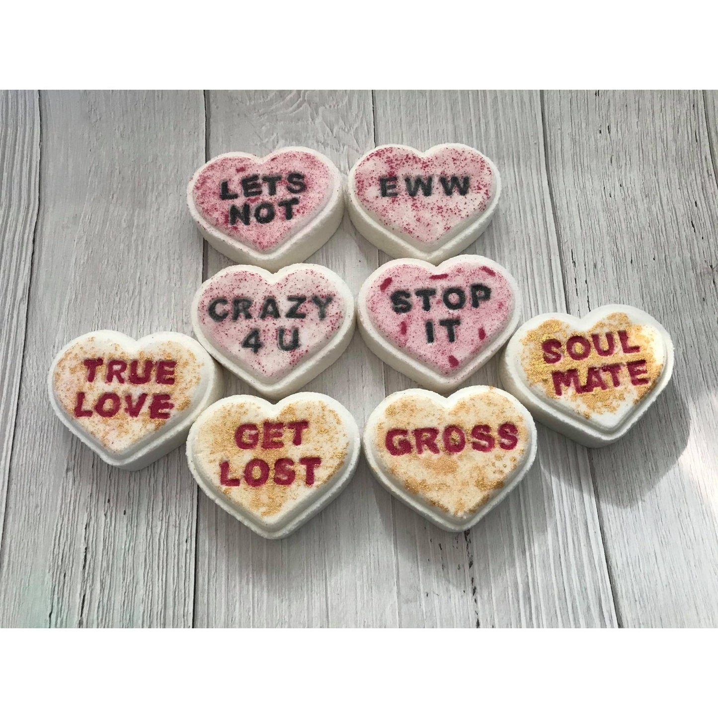 Conversation Hearts Bath Bomb Hand Mold
