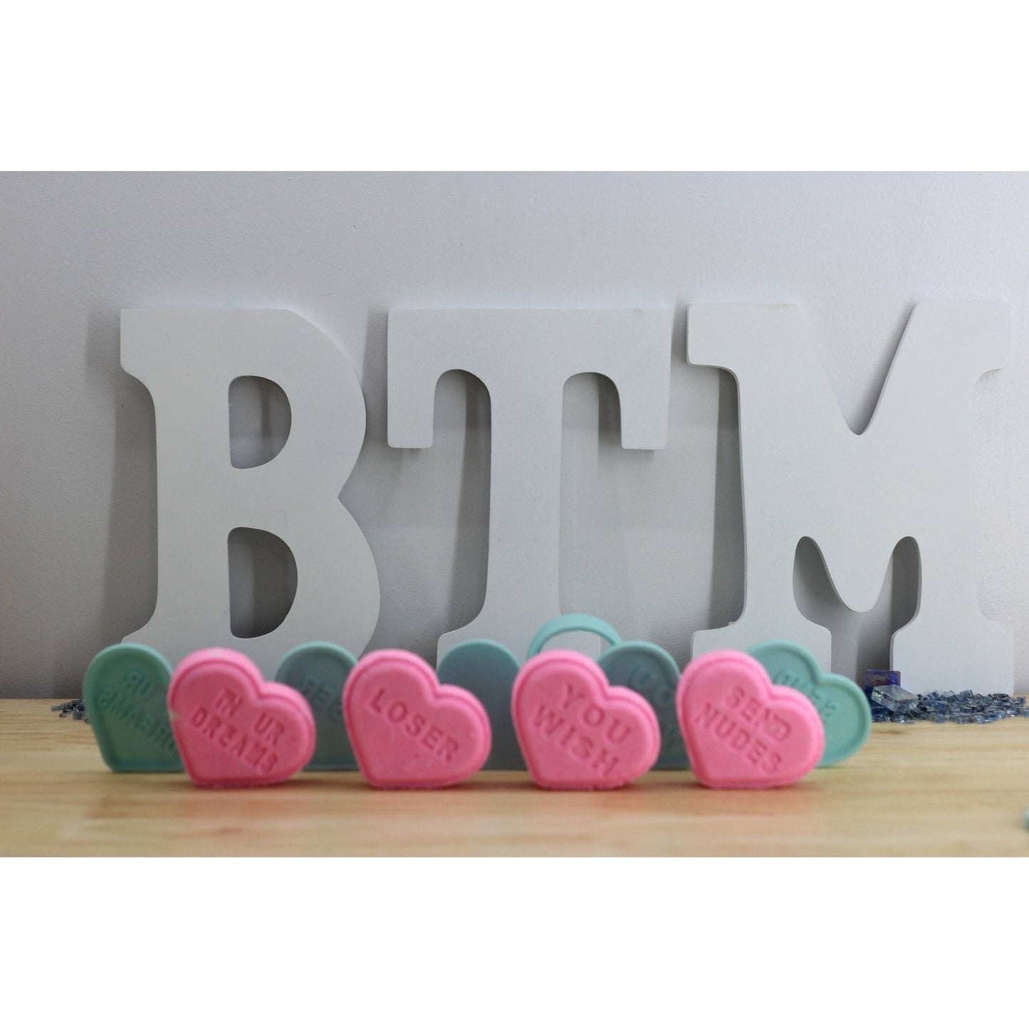 Conversation Hearts Bath Bomb Hand Mold