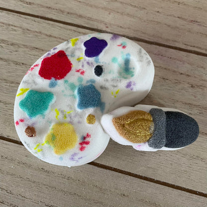 Paint Palette & Paint Brush Bath Bomb Hand Mold 3P