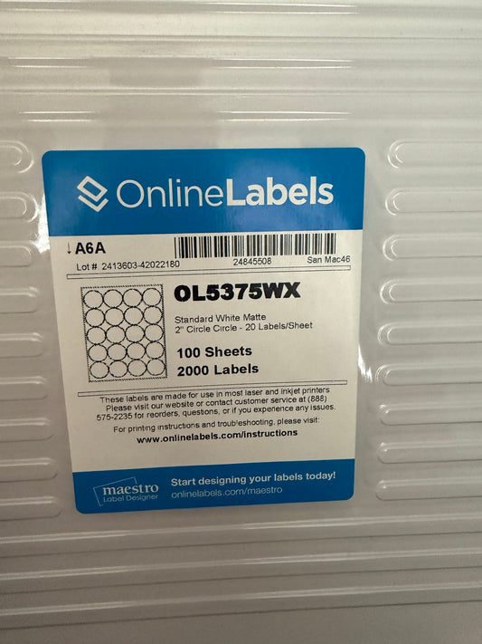 Online Labels 2” Circle Matte