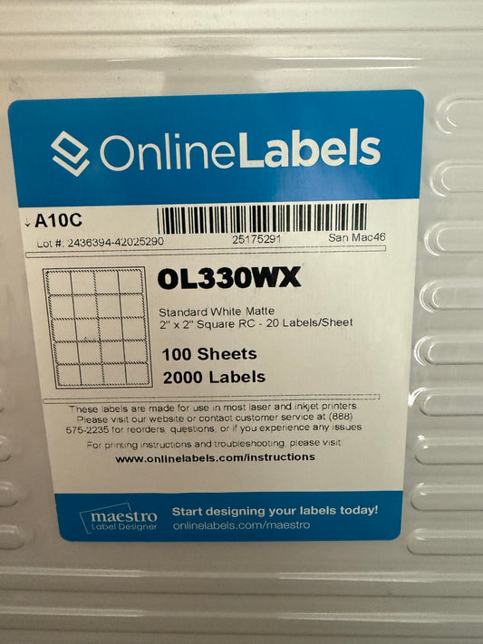 Online Labels 2” x 2” Square Matte