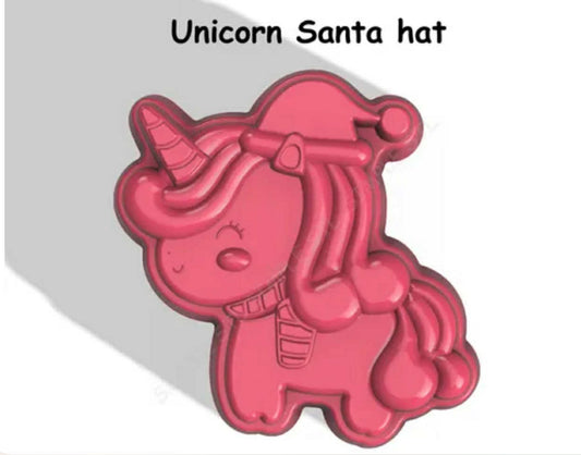 Unicorn Santa With Hat - Vacuum - Bath Bomb Mold
