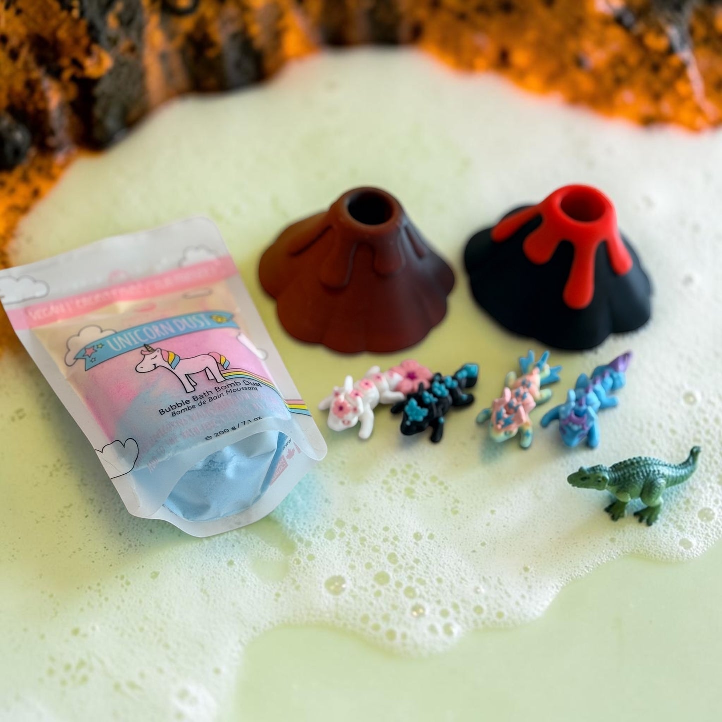 3D Printed - Volcano - With Dragon Flexis - Unicorn Bath Dust