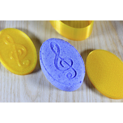 Oval Patterned Bath Bomb Hand Mold (Mom; Treble Clef / Music Symbol; Dollar Sign)