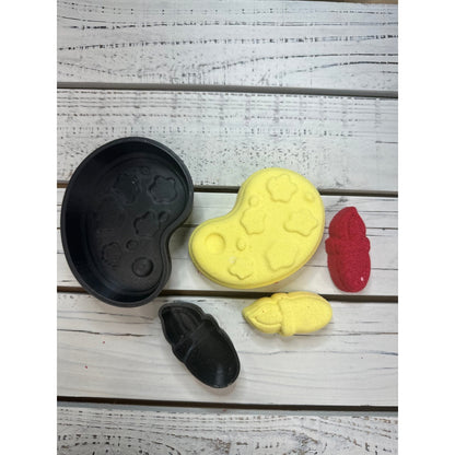 Paint Palette & Paint Brush Bath Bomb Hand Mold 3P